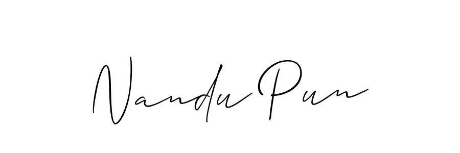 You should practise on your own different ways (Allison_Script) to write your name (Nandu Pun) in signature. don't let someone else do it for you. Nandu Pun signature style 2 images and pictures png