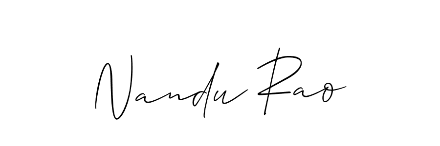 Make a beautiful signature design for name Nandu Rao. With this signature (Allison_Script) style, you can create a handwritten signature for free. Nandu Rao signature style 2 images and pictures png