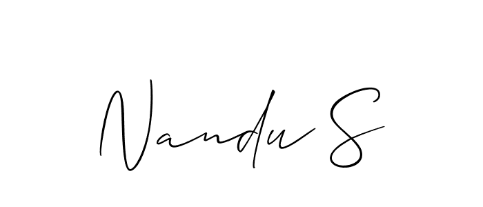 How to make Nandu S name signature. Use Allison_Script style for creating short signs online. This is the latest handwritten sign. Nandu S signature style 2 images and pictures png