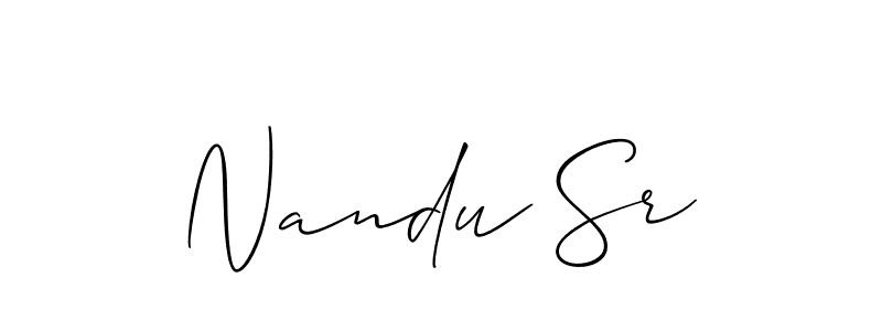 if you are searching for the best signature style for your name Nandu Sr. so please give up your signature search. here we have designed multiple signature styles  using Allison_Script. Nandu Sr signature style 2 images and pictures png