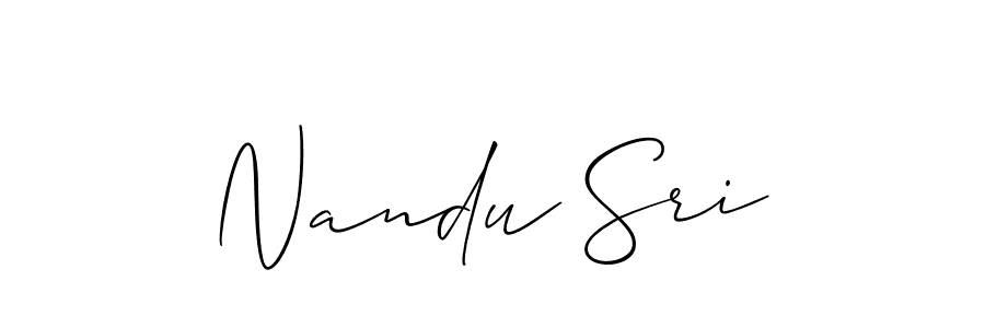 Create a beautiful signature design for name Nandu Sri. With this signature (Allison_Script) fonts, you can make a handwritten signature for free. Nandu Sri signature style 2 images and pictures png