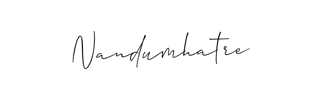 You should practise on your own different ways (Allison_Script) to write your name (Nandumhatre) in signature. don't let someone else do it for you. Nandumhatre signature style 2 images and pictures png