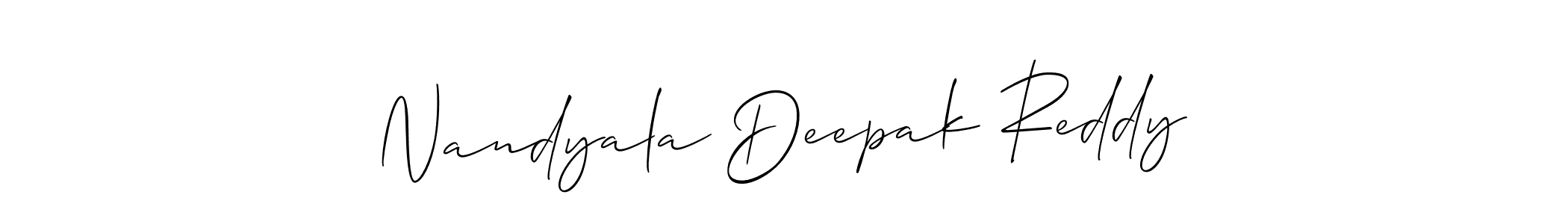 Make a short Nandyala Deepak Reddy signature style. Manage your documents anywhere anytime using Allison_Script. Create and add eSignatures, submit forms, share and send files easily. Nandyala Deepak Reddy signature style 2 images and pictures png