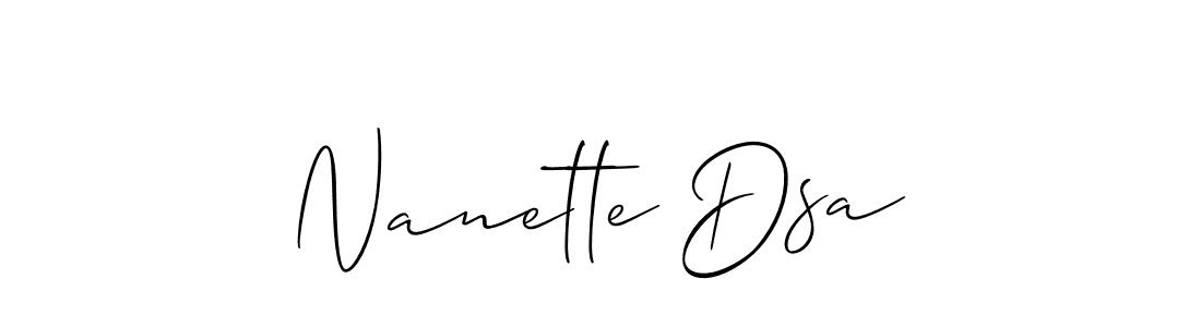 It looks lik you need a new signature style for name Nanette Dsa. Design unique handwritten (Allison_Script) signature with our free signature maker in just a few clicks. Nanette Dsa signature style 2 images and pictures png