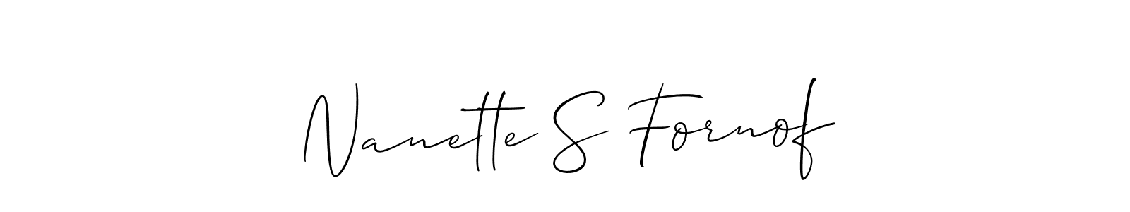 Make a short Nanette S Fornof signature style. Manage your documents anywhere anytime using Allison_Script. Create and add eSignatures, submit forms, share and send files easily. Nanette S Fornof signature style 2 images and pictures png