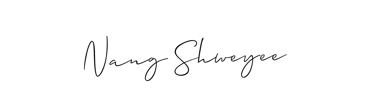Design your own signature with our free online signature maker. With this signature software, you can create a handwritten (Allison_Script) signature for name Nang Shweyee. Nang Shweyee signature style 2 images and pictures png