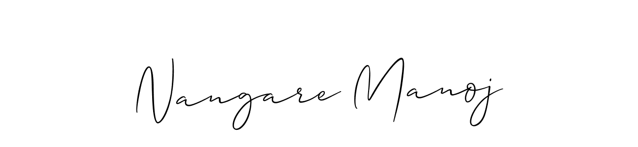 The best way (Allison_Script) to make a short signature is to pick only two or three words in your name. The name Nangare Manoj include a total of six letters. For converting this name. Nangare Manoj signature style 2 images and pictures png