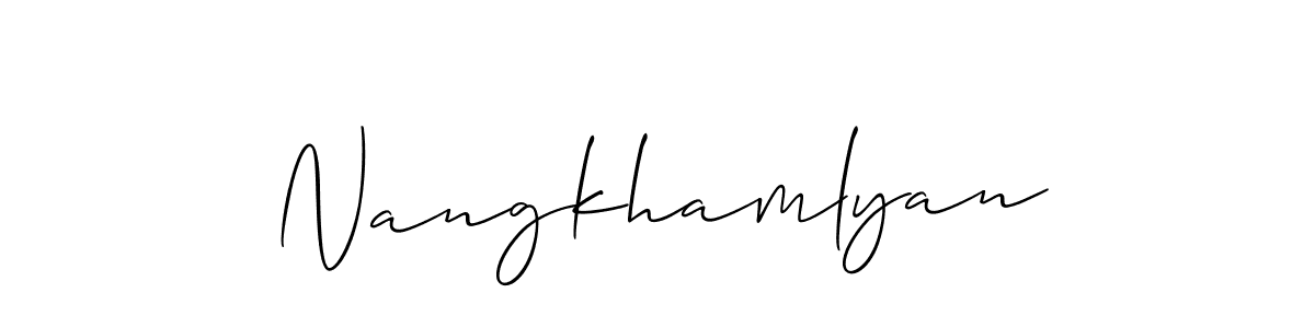 Use a signature maker to create a handwritten signature online. With this signature software, you can design (Allison_Script) your own signature for name Nangkhamlyan. Nangkhamlyan signature style 2 images and pictures png