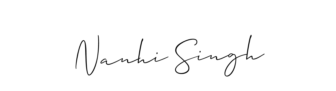 if you are searching for the best signature style for your name Nanhi Singh. so please give up your signature search. here we have designed multiple signature styles  using Allison_Script. Nanhi Singh signature style 2 images and pictures png