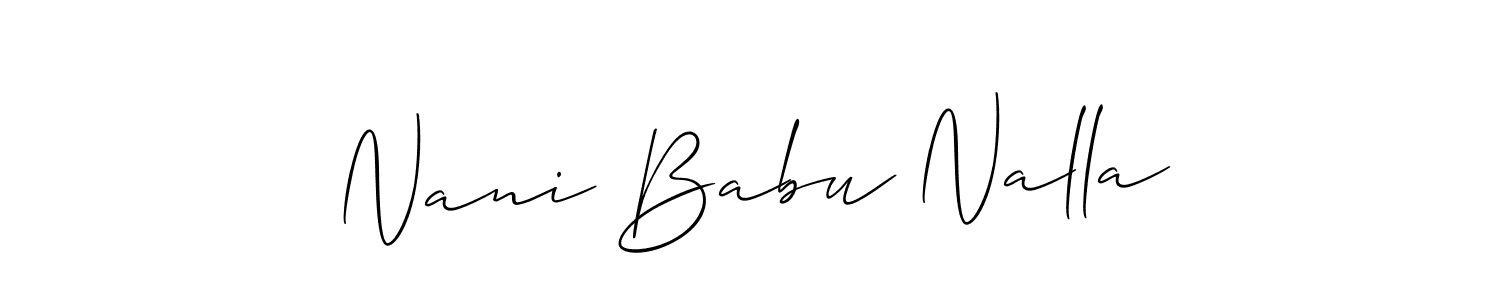 Also You can easily find your signature by using the search form. We will create Nani Babu Nalla name handwritten signature images for you free of cost using Allison_Script sign style. Nani Babu Nalla signature style 2 images and pictures png