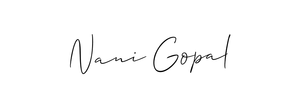 if you are searching for the best signature style for your name Nani Gopal. so please give up your signature search. here we have designed multiple signature styles  using Allison_Script. Nani Gopal signature style 2 images and pictures png