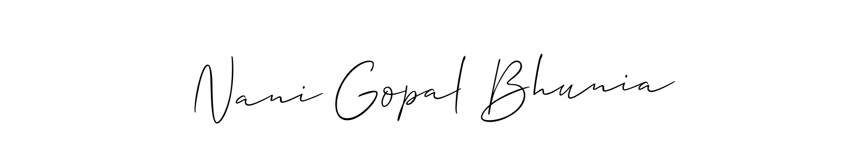 Similarly Allison_Script is the best handwritten signature design. Signature creator online .You can use it as an online autograph creator for name Nani Gopal Bhunia. Nani Gopal Bhunia signature style 2 images and pictures png