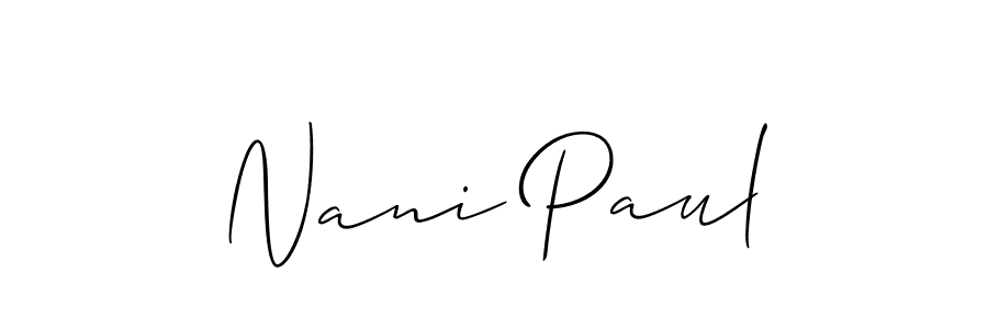 Similarly Allison_Script is the best handwritten signature design. Signature creator online .You can use it as an online autograph creator for name Nani Paul. Nani Paul signature style 2 images and pictures png