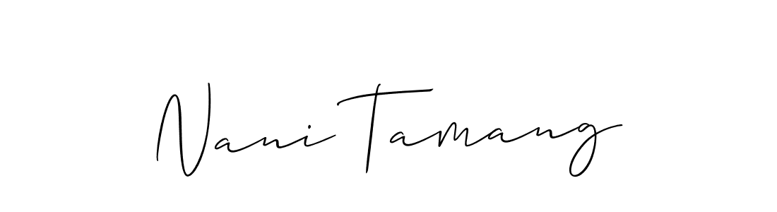 Create a beautiful signature design for name Nani Tamang. With this signature (Allison_Script) fonts, you can make a handwritten signature for free. Nani Tamang signature style 2 images and pictures png