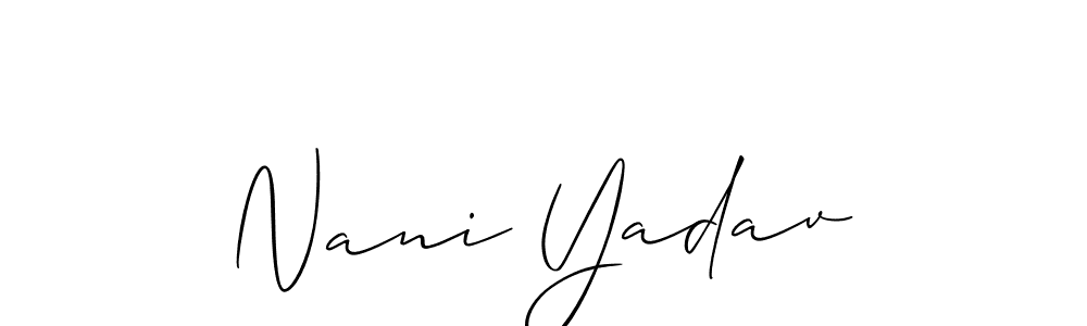 This is the best signature style for the Nani Yadav name. Also you like these signature font (Allison_Script). Mix name signature. Nani Yadav signature style 2 images and pictures png