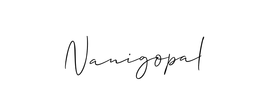 Also we have Nanigopal name is the best signature style. Create professional handwritten signature collection using Allison_Script autograph style. Nanigopal signature style 2 images and pictures png