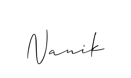 Nanik stylish signature style. Best Handwritten Sign (Allison_Script) for my name. Handwritten Signature Collection Ideas for my name Nanik. Nanik signature style 2 images and pictures png