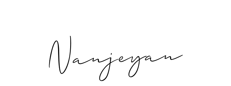 The best way (Allison_Script) to make a short signature is to pick only two or three words in your name. The name Nanjeyan include a total of six letters. For converting this name. Nanjeyan signature style 2 images and pictures png