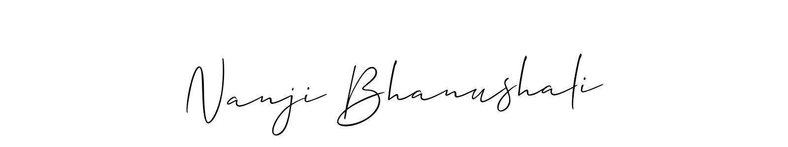 Also You can easily find your signature by using the search form. We will create Nanji Bhanushali name handwritten signature images for you free of cost using Allison_Script sign style. Nanji Bhanushali signature style 2 images and pictures png