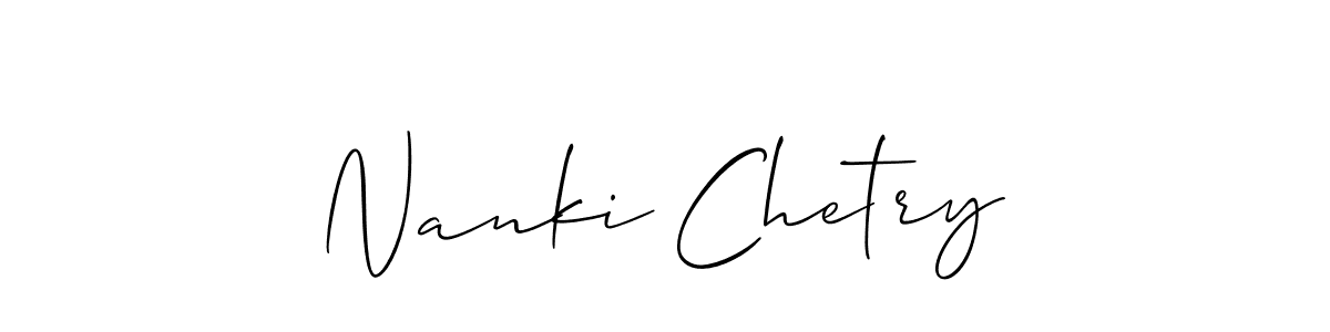 Also You can easily find your signature by using the search form. We will create Nanki Chetry name handwritten signature images for you free of cost using Allison_Script sign style. Nanki Chetry signature style 2 images and pictures png