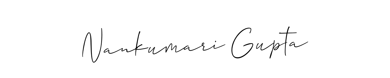 You should practise on your own different ways (Allison_Script) to write your name (Nankumari Gupta) in signature. don't let someone else do it for you. Nankumari Gupta signature style 2 images and pictures png