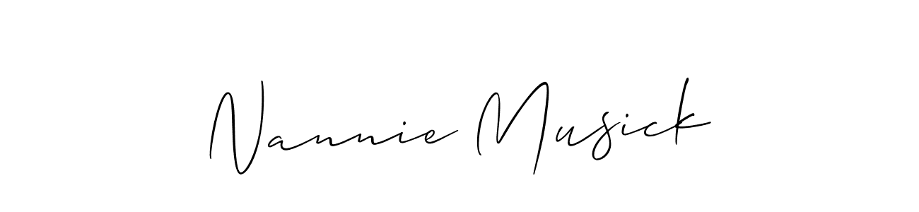 How to make Nannie Musick name signature. Use Allison_Script style for creating short signs online. This is the latest handwritten sign. Nannie Musick signature style 2 images and pictures png