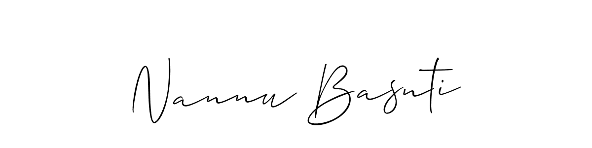 Design your own signature with our free online signature maker. With this signature software, you can create a handwritten (Allison_Script) signature for name Nannu Basnti. Nannu Basnti signature style 2 images and pictures png