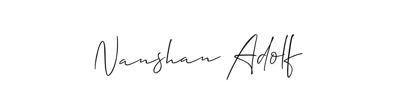 Also we have Nanshan Adolf name is the best signature style. Create professional handwritten signature collection using Allison_Script autograph style. Nanshan Adolf signature style 2 images and pictures png