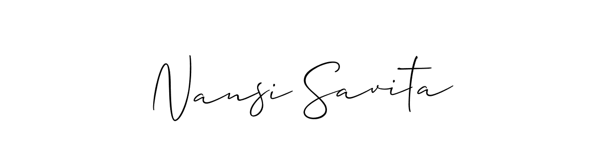 Use a signature maker to create a handwritten signature online. With this signature software, you can design (Allison_Script) your own signature for name Nansi Savita. Nansi Savita signature style 2 images and pictures png