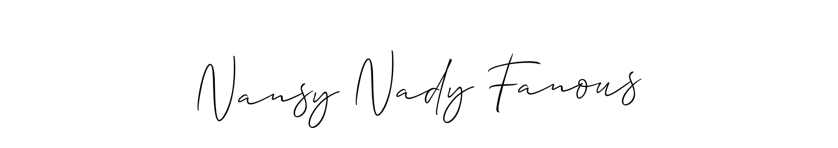 How to make Nansy Nady Fanous name signature. Use Allison_Script style for creating short signs online. This is the latest handwritten sign. Nansy Nady Fanous signature style 2 images and pictures png