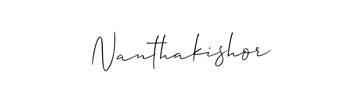 This is the best signature style for the Nanthakishor name. Also you like these signature font (Allison_Script). Mix name signature. Nanthakishor signature style 2 images and pictures png