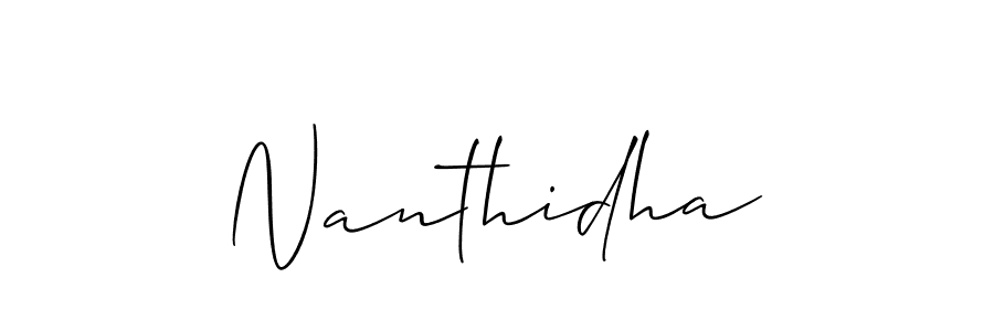 Make a beautiful signature design for name Nanthidha. With this signature (Allison_Script) style, you can create a handwritten signature for free. Nanthidha signature style 2 images and pictures png