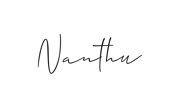 Make a beautiful signature design for name Nanthu. With this signature (Allison_Script) style, you can create a handwritten signature for free. Nanthu signature style 2 images and pictures png