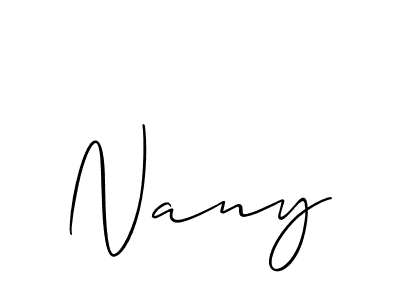 Design your own signature with our free online signature maker. With this signature software, you can create a handwritten (Allison_Script) signature for name Nany. Nany signature style 2 images and pictures png