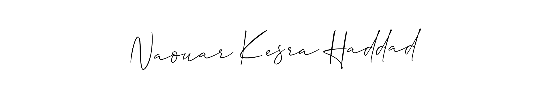 The best way (Allison_Script) to make a short signature is to pick only two or three words in your name. The name Naouar Kesra Haddad include a total of six letters. For converting this name. Naouar Kesra Haddad signature style 2 images and pictures png