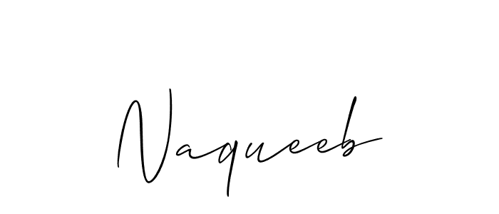 Use a signature maker to create a handwritten signature online. With this signature software, you can design (Allison_Script) your own signature for name Naqueeb. Naqueeb signature style 2 images and pictures png