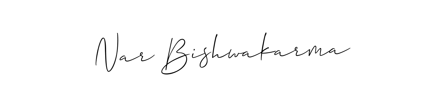 Nar Bishwakarma stylish signature style. Best Handwritten Sign (Allison_Script) for my name. Handwritten Signature Collection Ideas for my name Nar Bishwakarma. Nar Bishwakarma signature style 2 images and pictures png