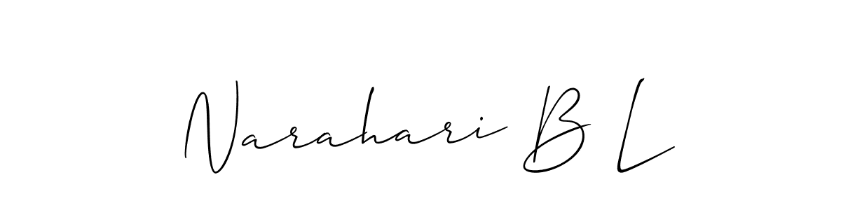 How to make Narahari B L name signature. Use Allison_Script style for creating short signs online. This is the latest handwritten sign. Narahari B L signature style 2 images and pictures png