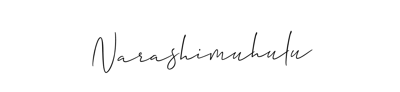 Create a beautiful signature design for name Narashimuhulu. With this signature (Allison_Script) fonts, you can make a handwritten signature for free. Narashimuhulu signature style 2 images and pictures png