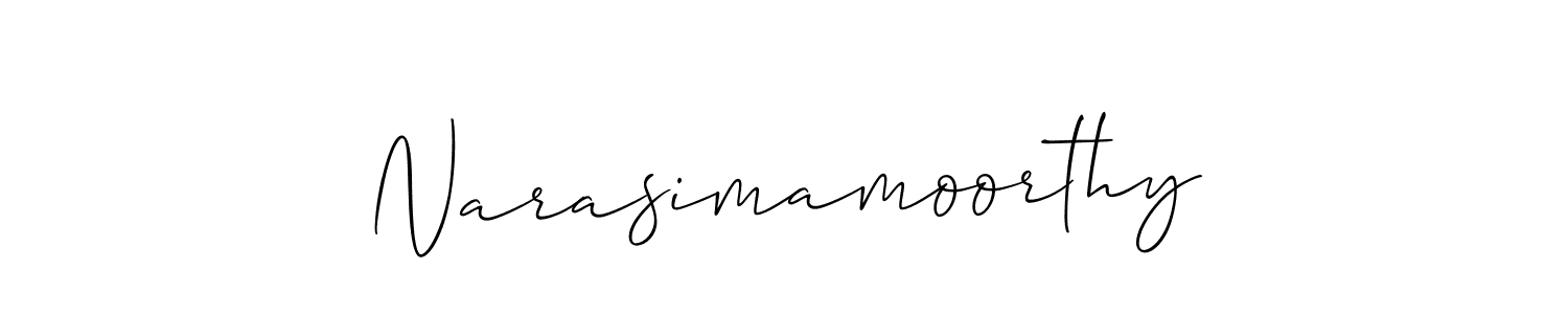 Make a short Narasimamoorthy signature style. Manage your documents anywhere anytime using Allison_Script. Create and add eSignatures, submit forms, share and send files easily. Narasimamoorthy signature style 2 images and pictures png