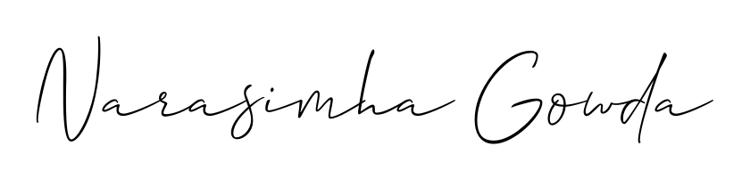 How to make Narasimha Gowda name signature. Use Allison_Script style for creating short signs online. This is the latest handwritten sign. Narasimha Gowda signature style 2 images and pictures png