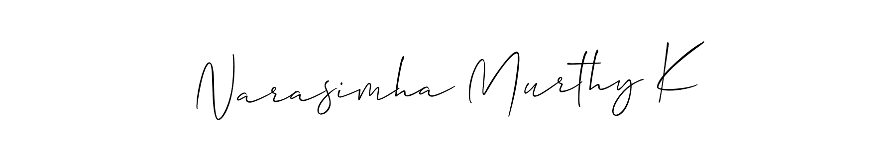 Allison_Script is a professional signature style that is perfect for those who want to add a touch of class to their signature. It is also a great choice for those who want to make their signature more unique. Get Narasimha Murthy K name to fancy signature for free. Narasimha Murthy K signature style 2 images and pictures png