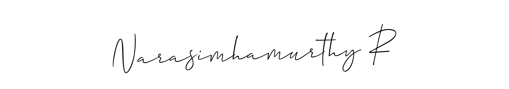 This is the best signature style for the Narasimhamurthy R name. Also you like these signature font (Allison_Script). Mix name signature. Narasimhamurthy R signature style 2 images and pictures png