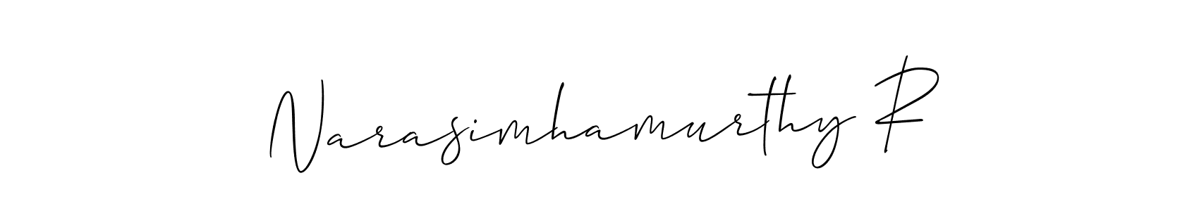 The best way (Allison_Script) to make a short signature is to pick only two or three words in your name. The name Narasimhamurthy R include a total of six letters. For converting this name. Narasimhamurthy R signature style 2 images and pictures png