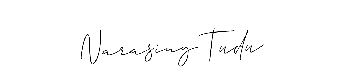 Similarly Allison_Script is the best handwritten signature design. Signature creator online .You can use it as an online autograph creator for name Narasing Tudu. Narasing Tudu signature style 2 images and pictures png