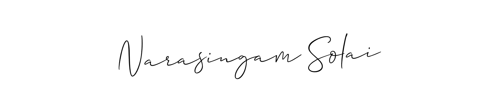 You should practise on your own different ways (Allison_Script) to write your name (Narasingam Solai) in signature. don't let someone else do it for you. Narasingam Solai signature style 2 images and pictures png