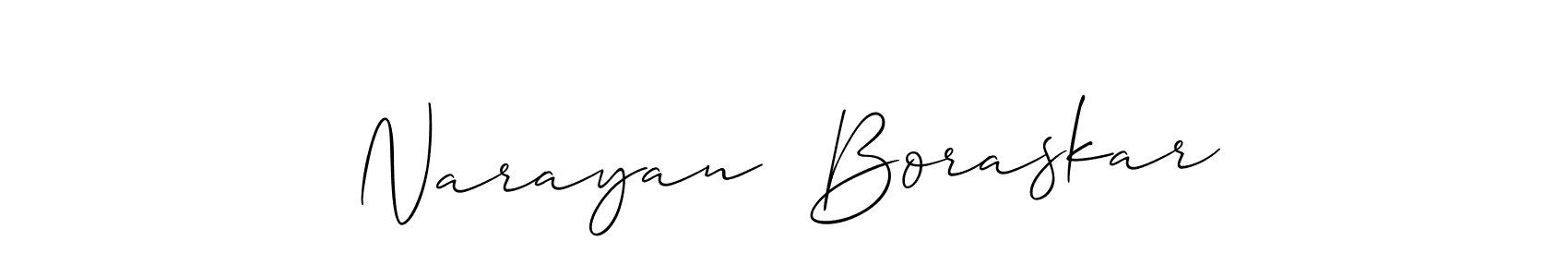 Make a beautiful signature design for name Narayan  Boraskar. With this signature (Allison_Script) style, you can create a handwritten signature for free. Narayan  Boraskar signature style 2 images and pictures png