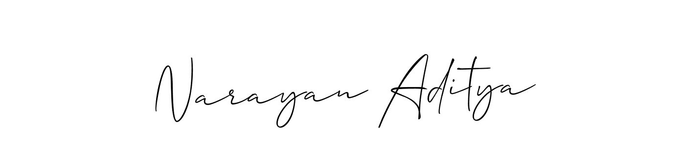 It looks lik you need a new signature style for name Narayan Aditya. Design unique handwritten (Allison_Script) signature with our free signature maker in just a few clicks. Narayan Aditya signature style 2 images and pictures png