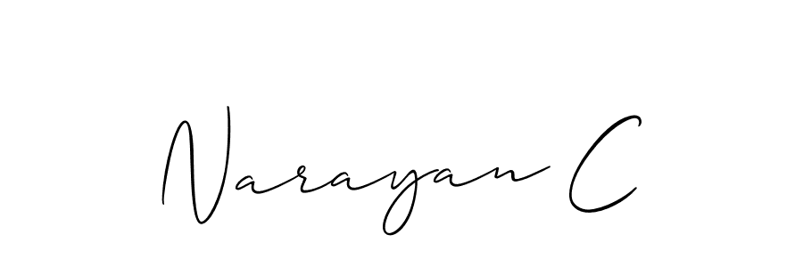 The best way (Allison_Script) to make a short signature is to pick only two or three words in your name. The name Narayan C include a total of six letters. For converting this name. Narayan C signature style 2 images and pictures png