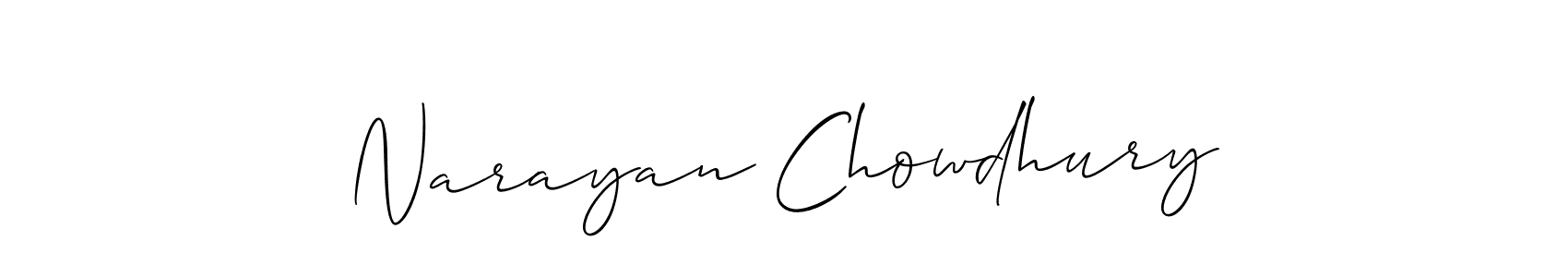 Create a beautiful signature design for name Narayan Chowdhury. With this signature (Allison_Script) fonts, you can make a handwritten signature for free. Narayan Chowdhury signature style 2 images and pictures png